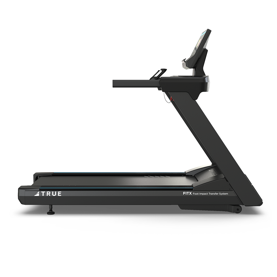A treadmill with a screen.