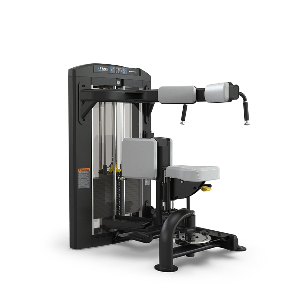A black and gray commercial gym machine with padded seats and arms, designed for upper body workouts, possibly for chest fly or rear delt exercises, set against a plain white background.