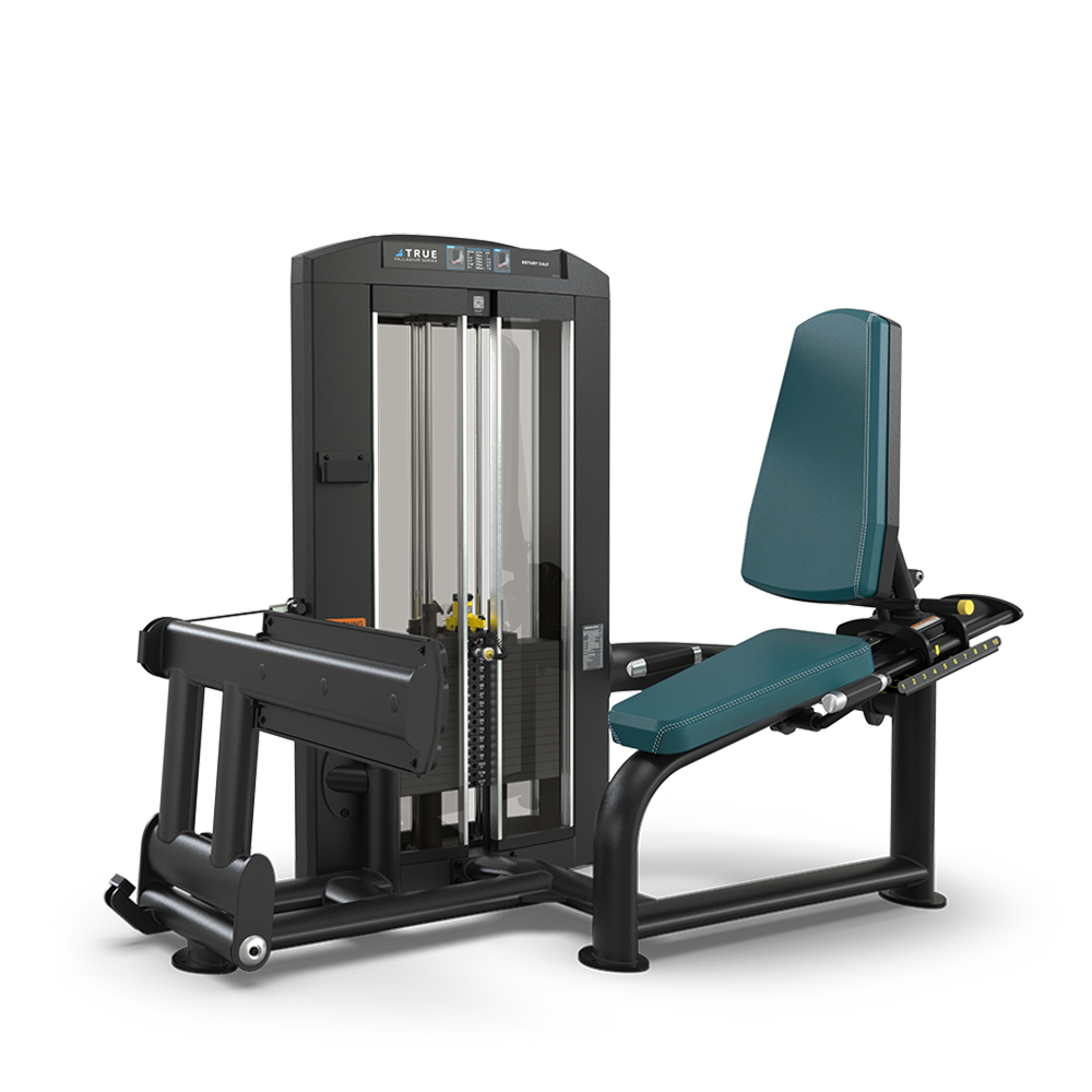 A gym leg extension machine with teal padding and a black frame, designed for strengthening the quadriceps, featuring an adjustable seat, weight stack, and padded leg bar.