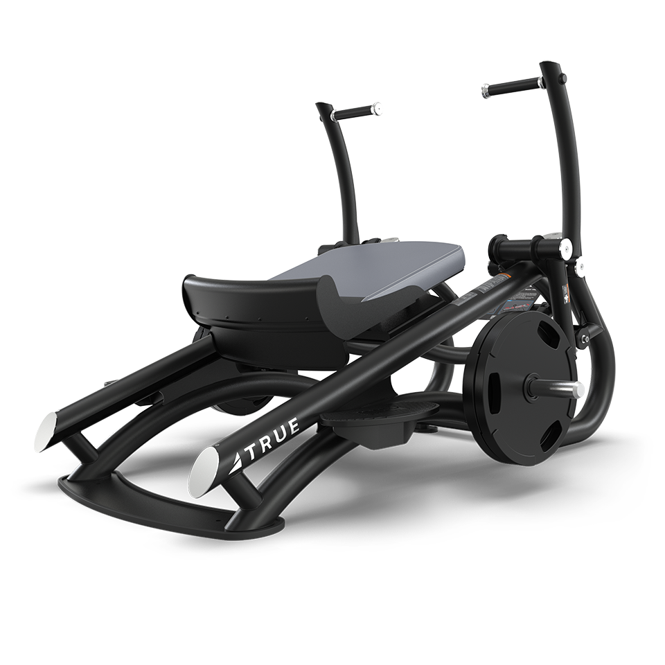 A black exercise machine with black handles.